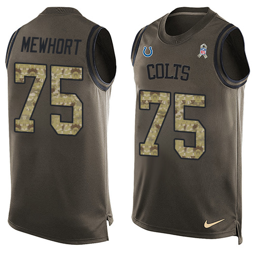 Men's Limited Jack Mewhort Nike Jersey Green - #75 Salute to Service Tank Top NFL Indianapolis Colts